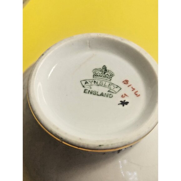 Vintage Aynsley Trio Set Cup, Saucer and Breakfast Plate Flower Basket 1920's - Picture 13 of 16